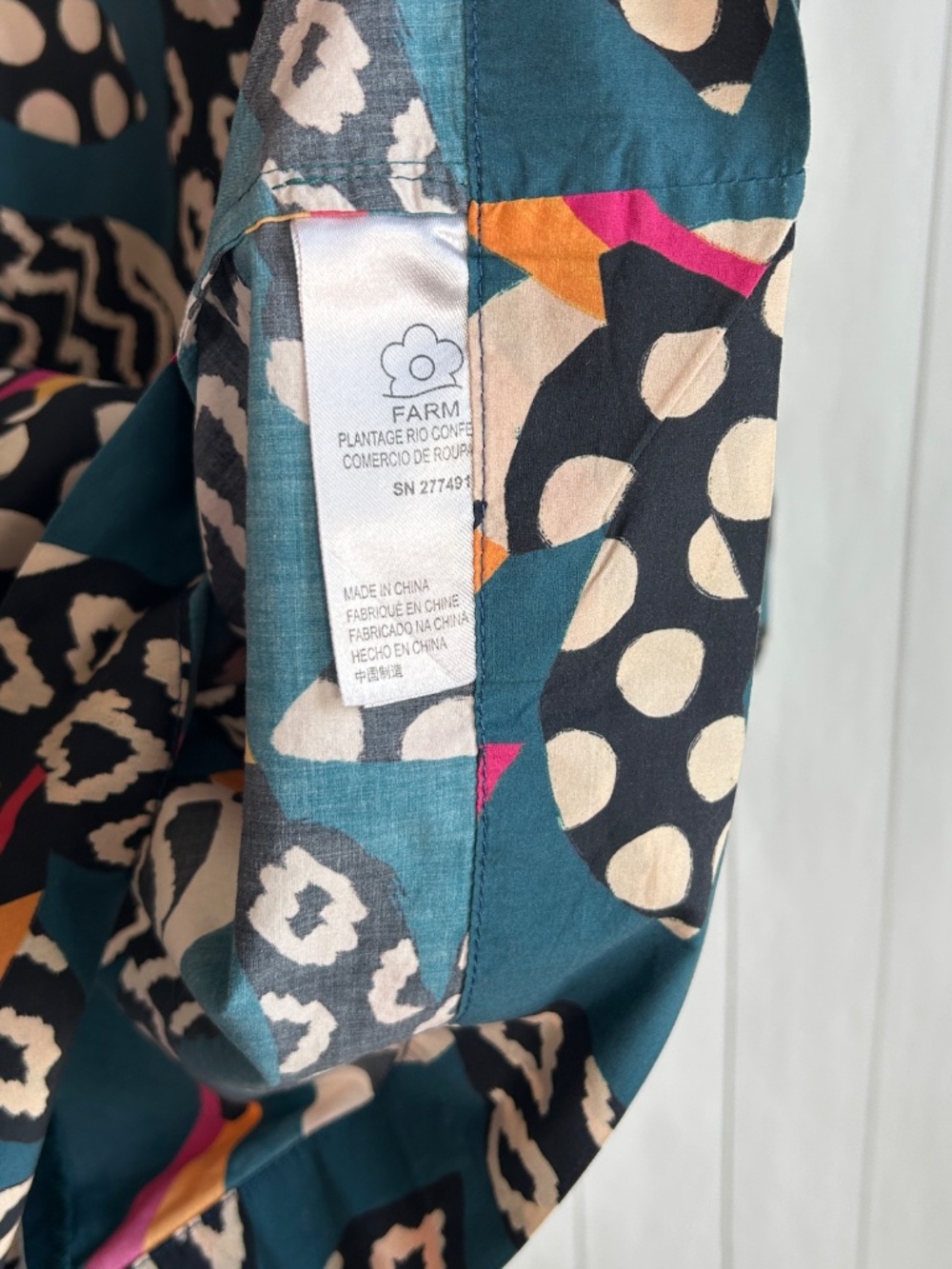 Farm Rio Anthropologie size L Tucans tunic dress cotton poplin colorful long sl - Picture 9 of 11